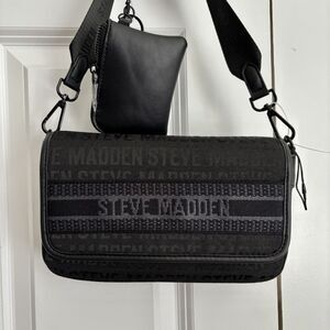 Steve Madden Purse  Shoulder Crossbody Canvas Black Small 10"x 5"x 2"